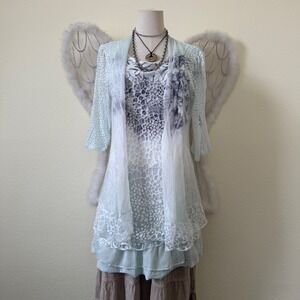 Fairy Grunge Funky Ecclectic Mint Green Lace Layered Top Fairycore Boho Pastel